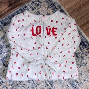 #143. Carters - One-Piece Footed Sleeper - White with Red LOVE Print